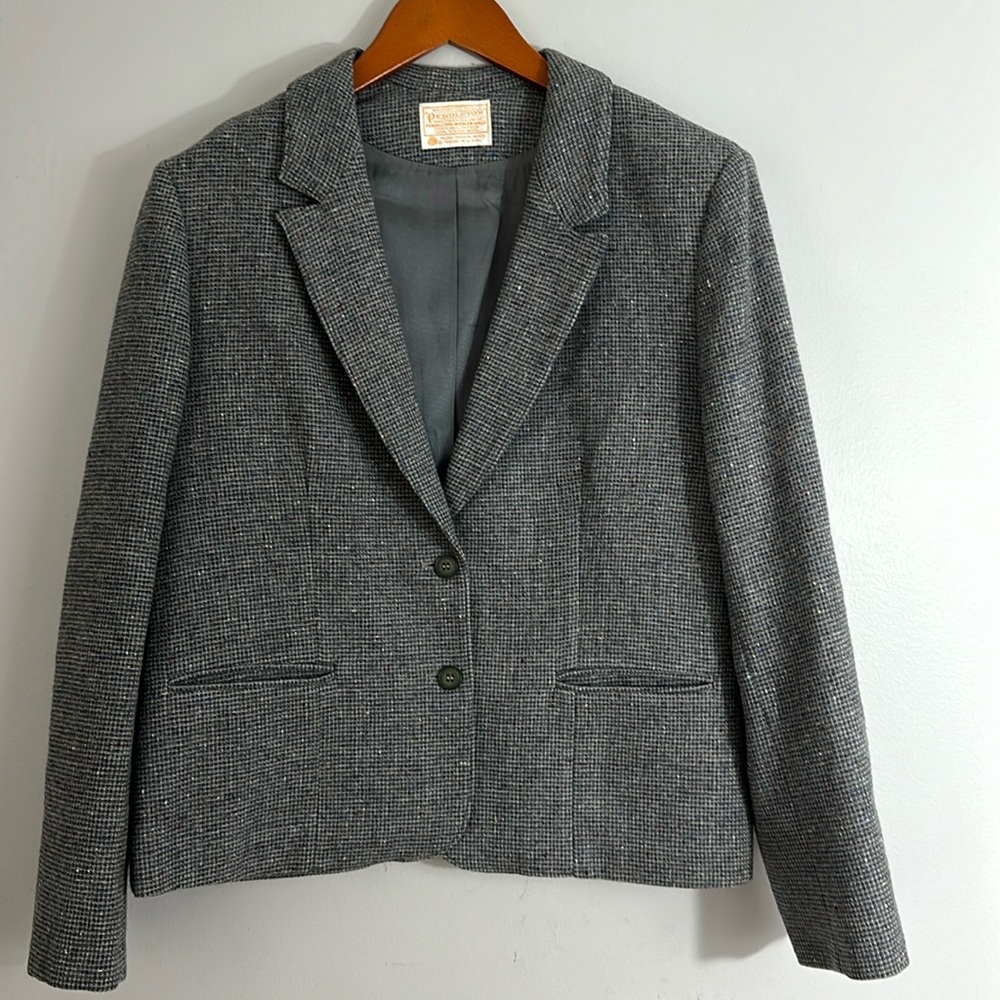 Vintage PENDLETON 100% Virgin Wool Gray Blazer size M